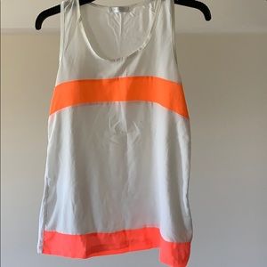 White tank w/ neon orange and pink detail - Small